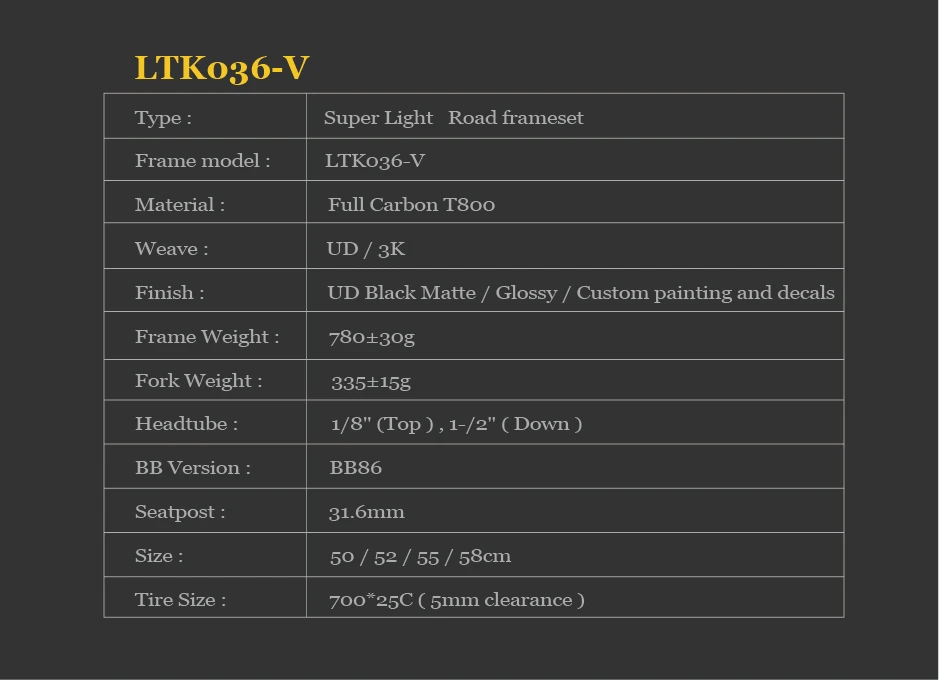 LTK036 road frameset — view 7