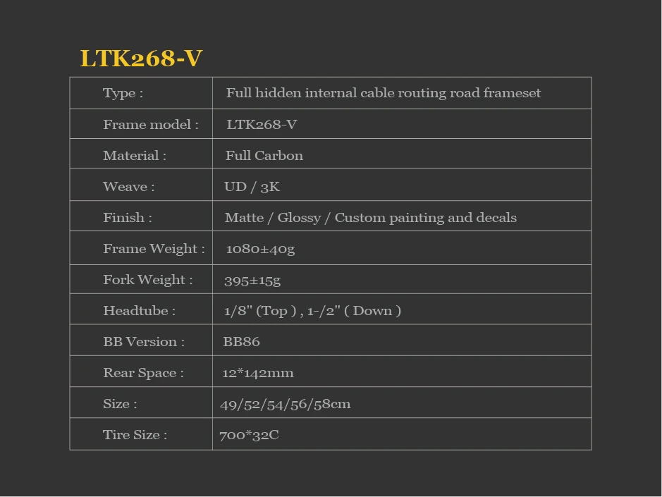 LTK268-V road frameset — view 5